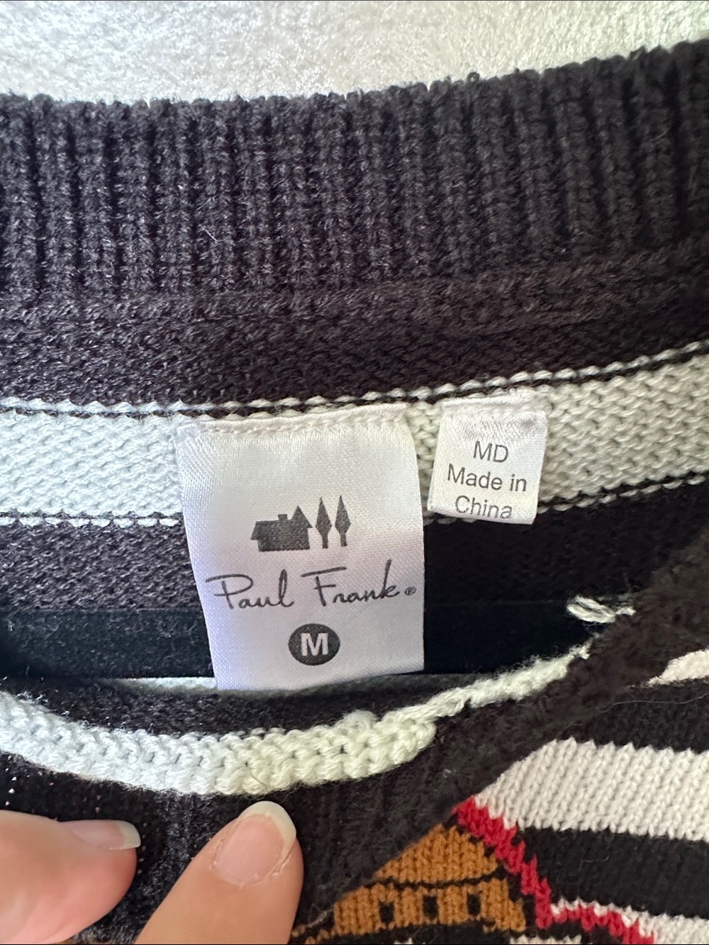 Paul Frank Black & White Striped Knit Vest size medium - Picture 2 of 6